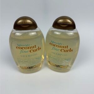 2x OGX Lightweight + Coconut Fine Curls Shampoo, Coconut Water, 13 fl oz NEW